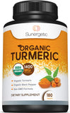 Sunergetic Organic Turmeric Supplement 1400mg bottle front view