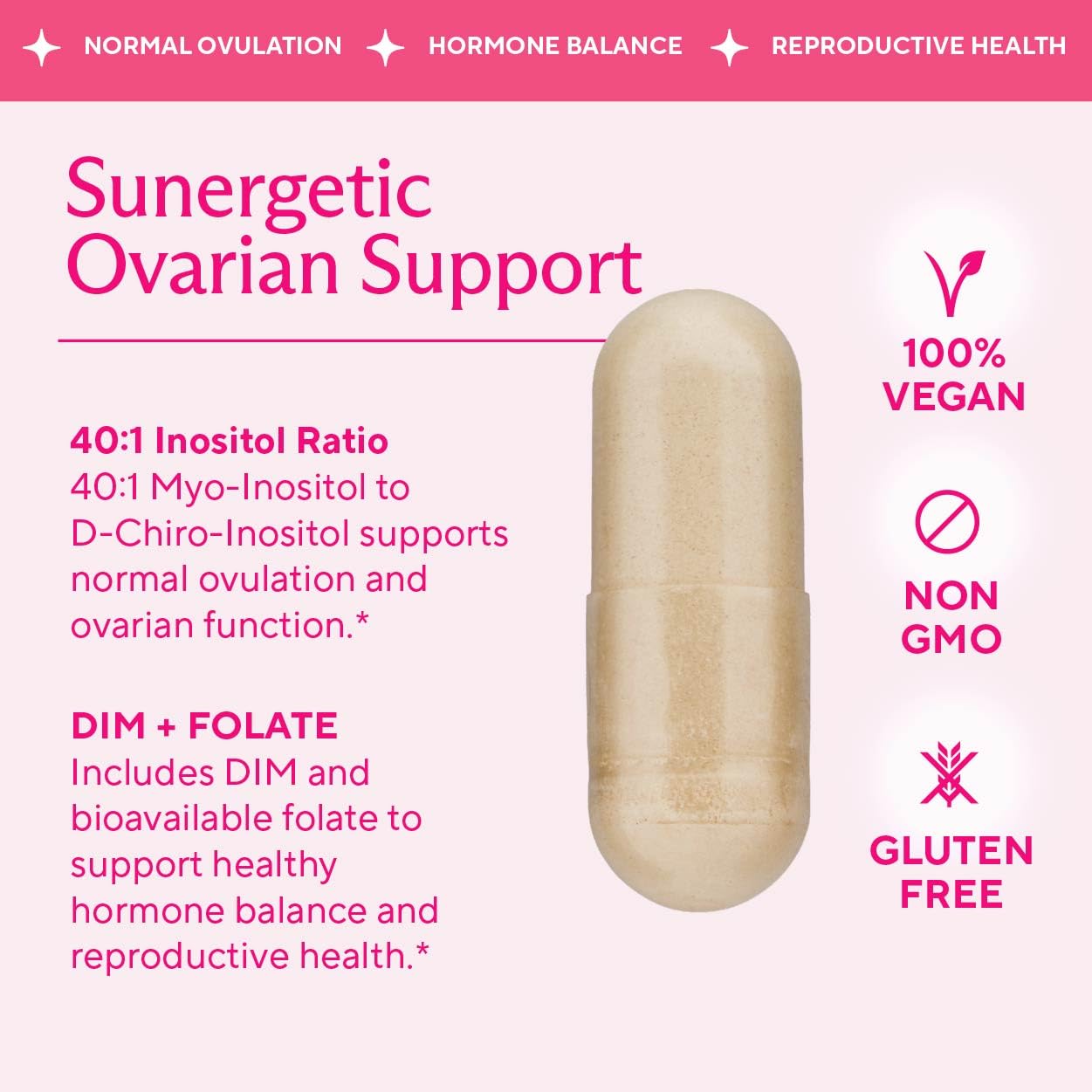 Sunergetic Ovarian Support Supplement bottle with cap