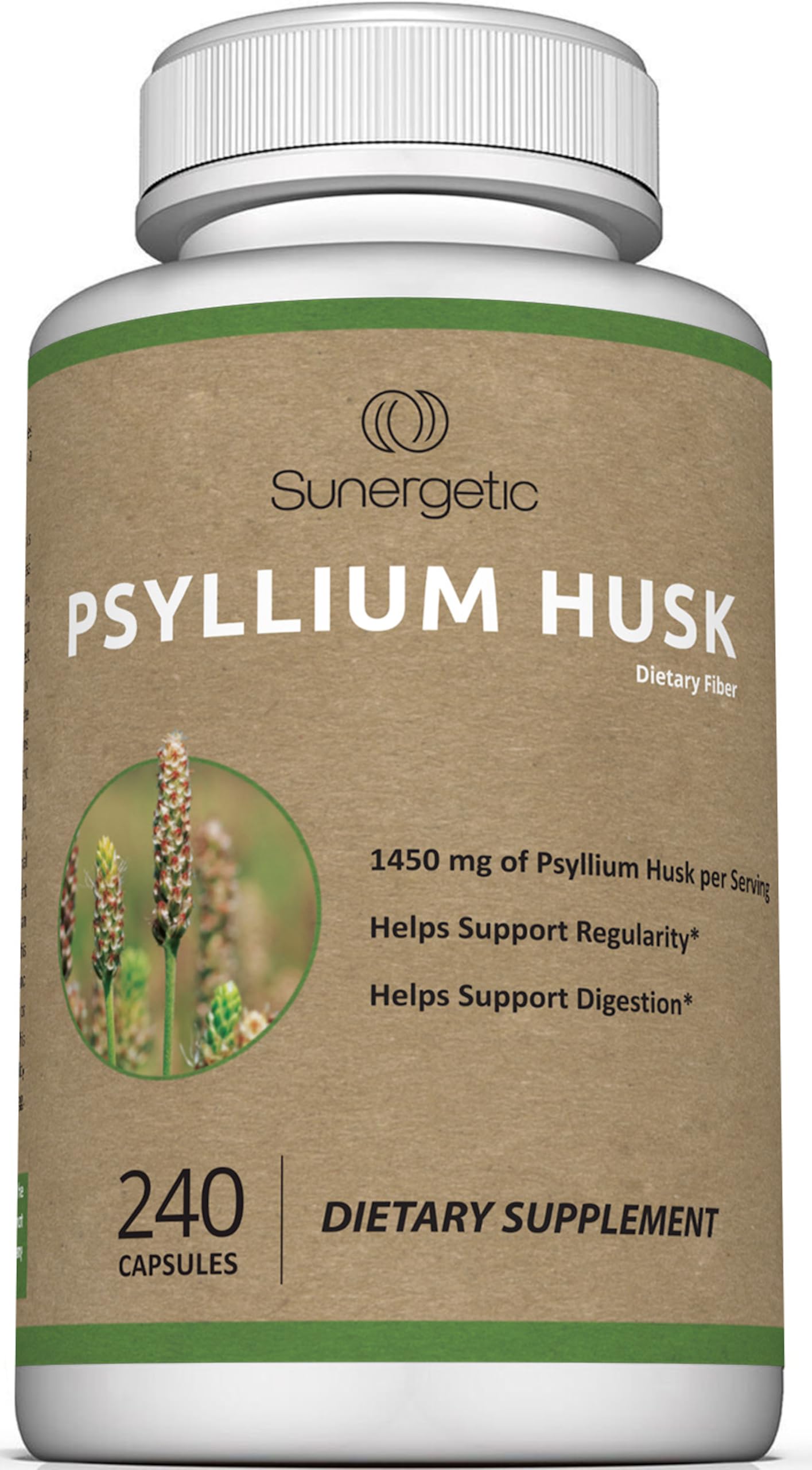 Sunergetic Psyllium Husk Capsules 268g front view
