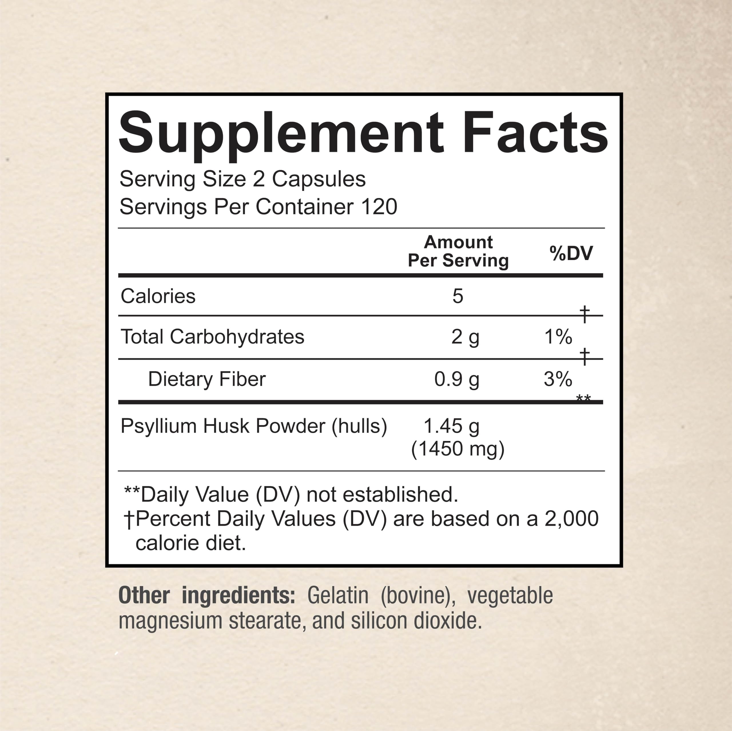 Sunergetic Psyllium Husk Capsules 268g on a wooden table