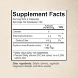 Sunergetic Psyllium Husk Capsules 268g on a wooden table
