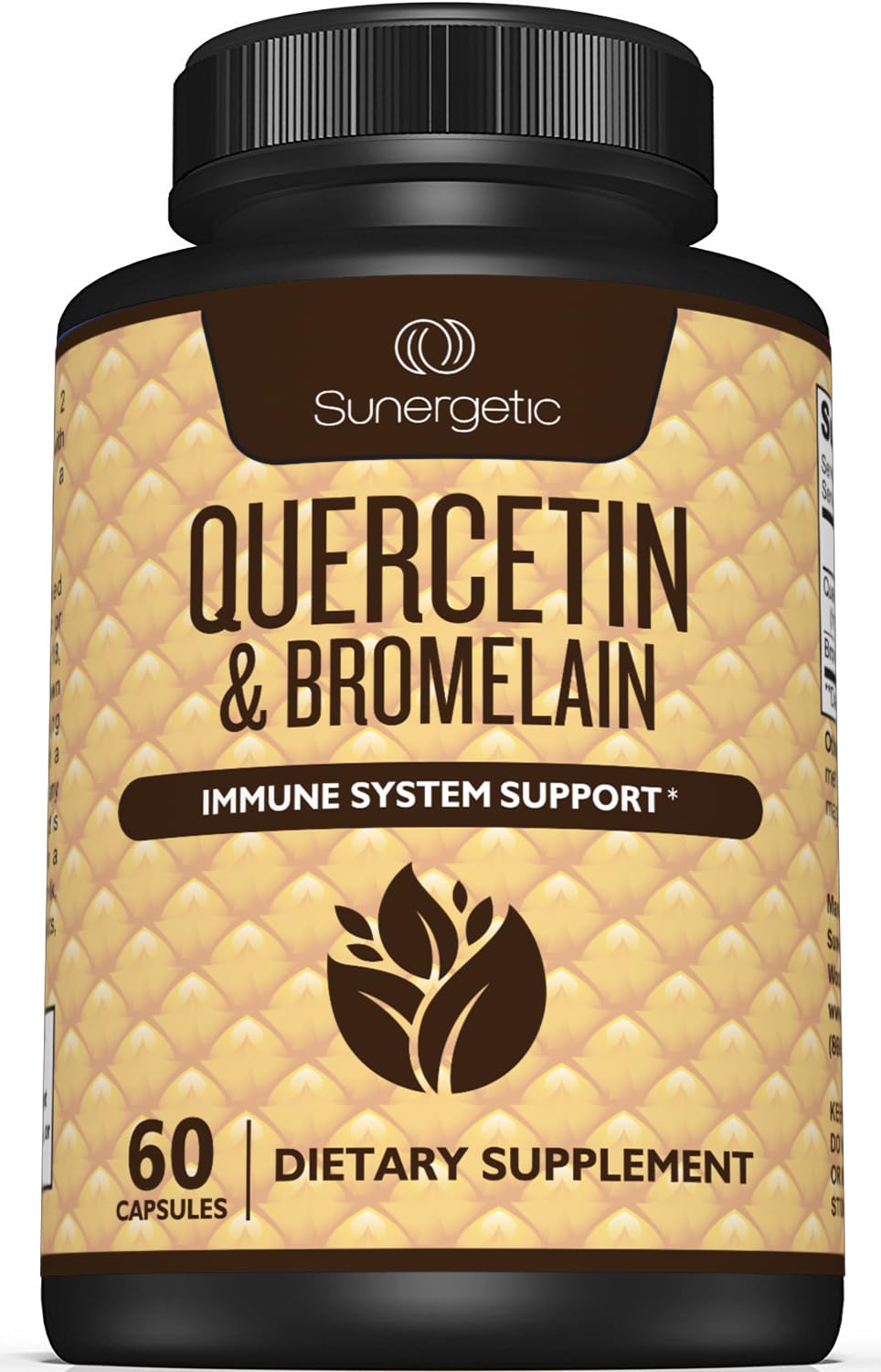 Sunergetic Quercetin & Bromelain Supplement bottle front view