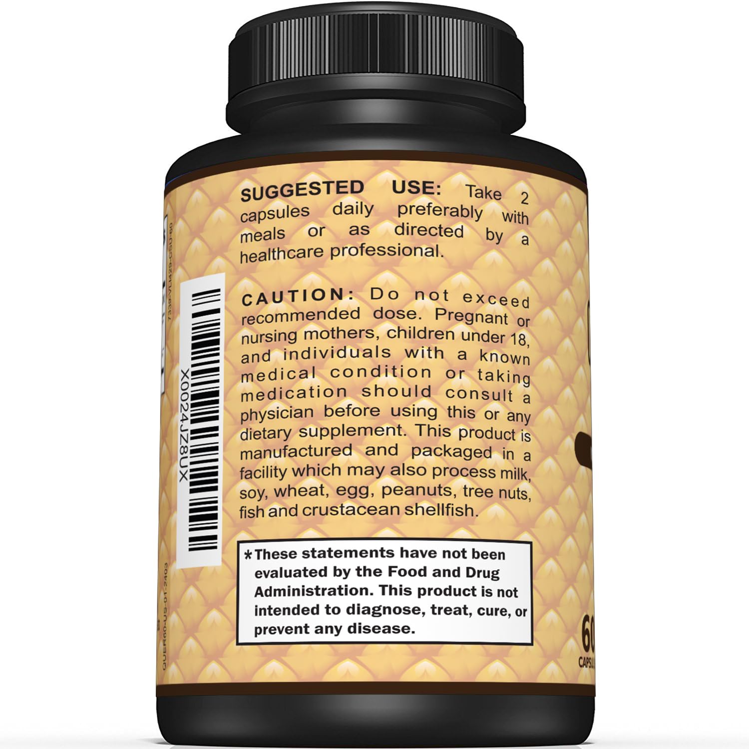 Sunergetic Quercetin & Bromelain Supplement capsules on a table