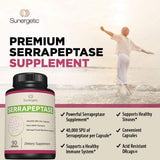 Sunergetic Serrapeptase Enzyme Supplement bottle with capsules