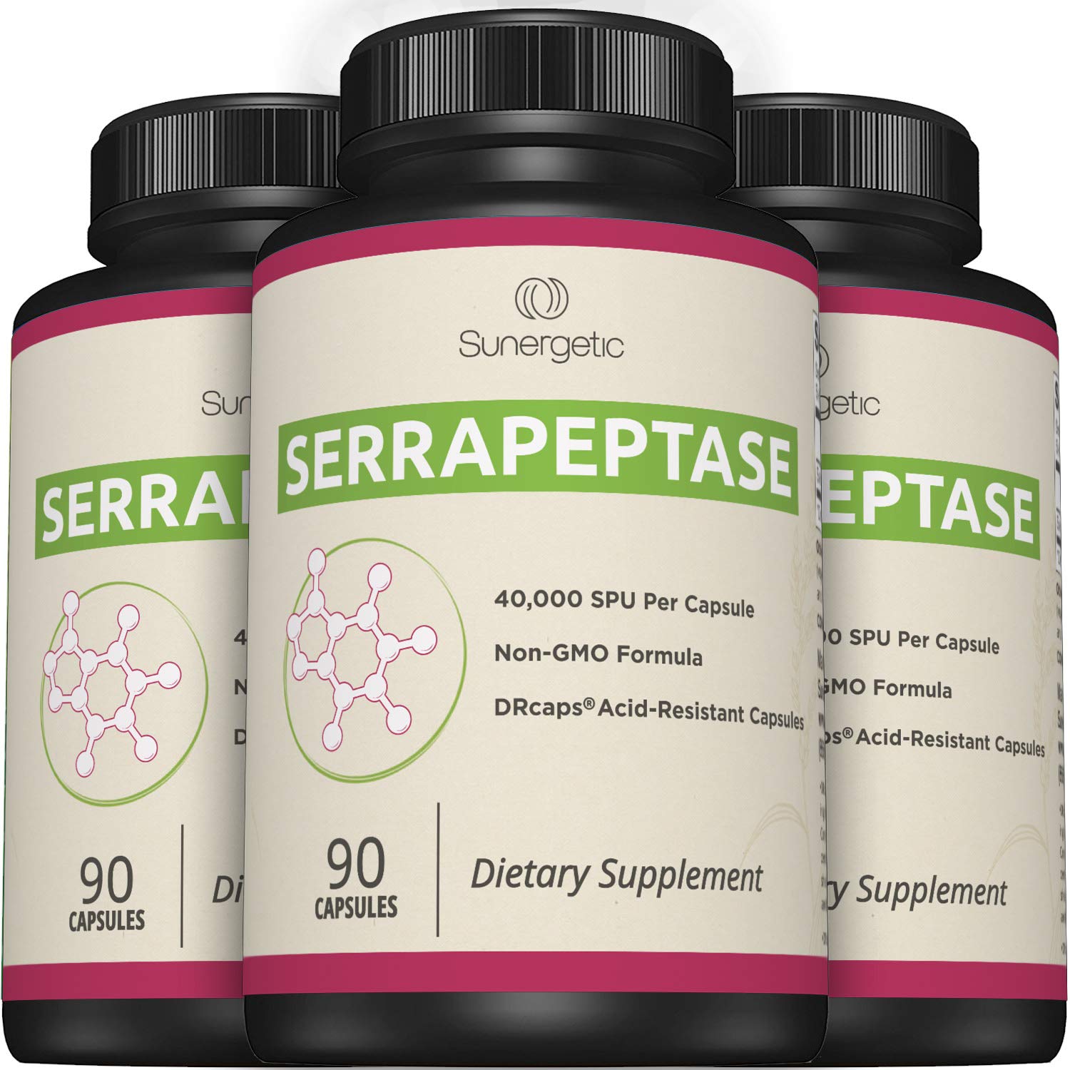 Sunergetic Serrapeptase Enzyme Supplement ingredients list