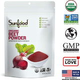 Sunfood Organic Beet Root Powder in a bowl with a spoon