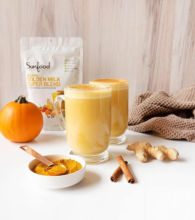 Sunfood Superfoods Golden Milk Powder 170g in a bowl