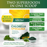 Sunlit Best Green Organics Chlorella Spirulina Powder back packaging view