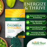 Sunlit Best Green Organics Chlorella Spirulina Powder mixed in a smoothie