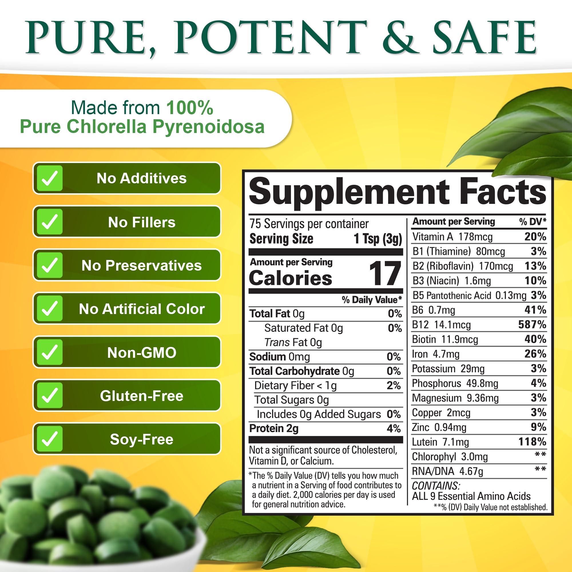 Sunlit Best Green Organics Chlorella Tablets 250mg packaging
