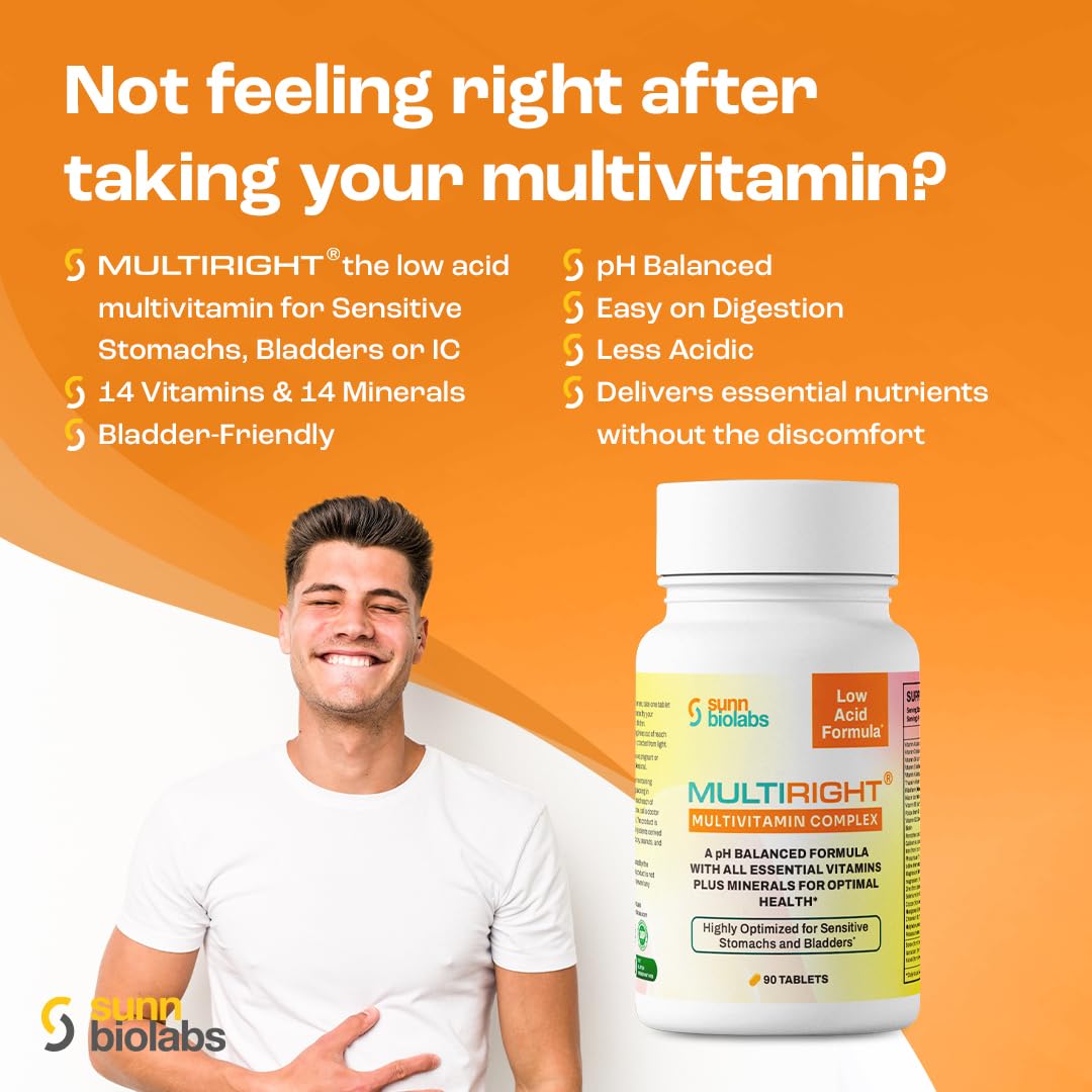SUNN BIOLABS MultiRight Low Acid Multivitamin 90 Tablets packaging