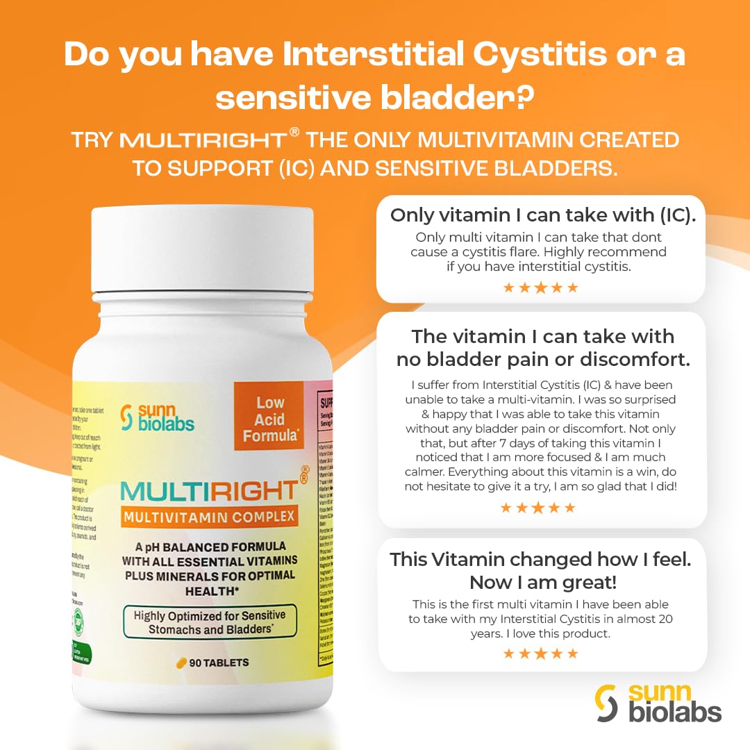 SUNN BIOLABS MultiRight Low Acid Multivitamin 90 Tablets side view