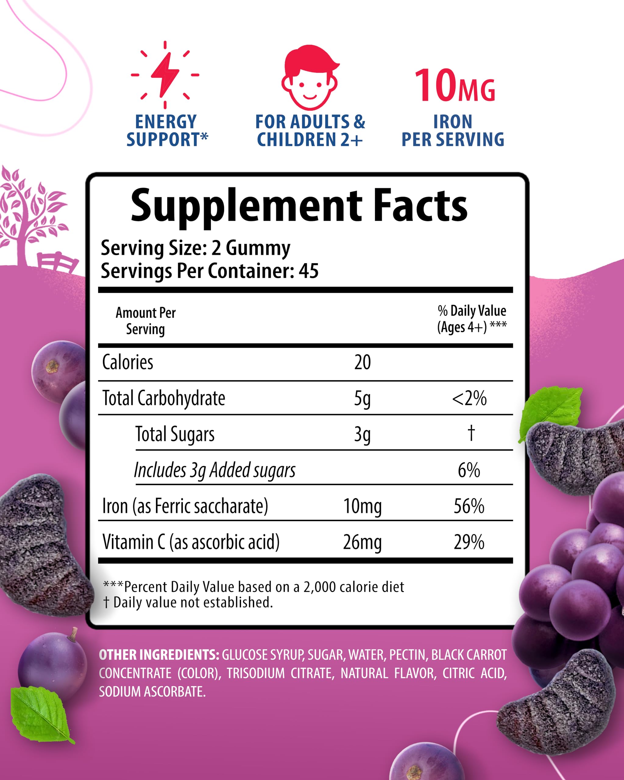 SUNNY SAM Iron Gummies 60 count packaging