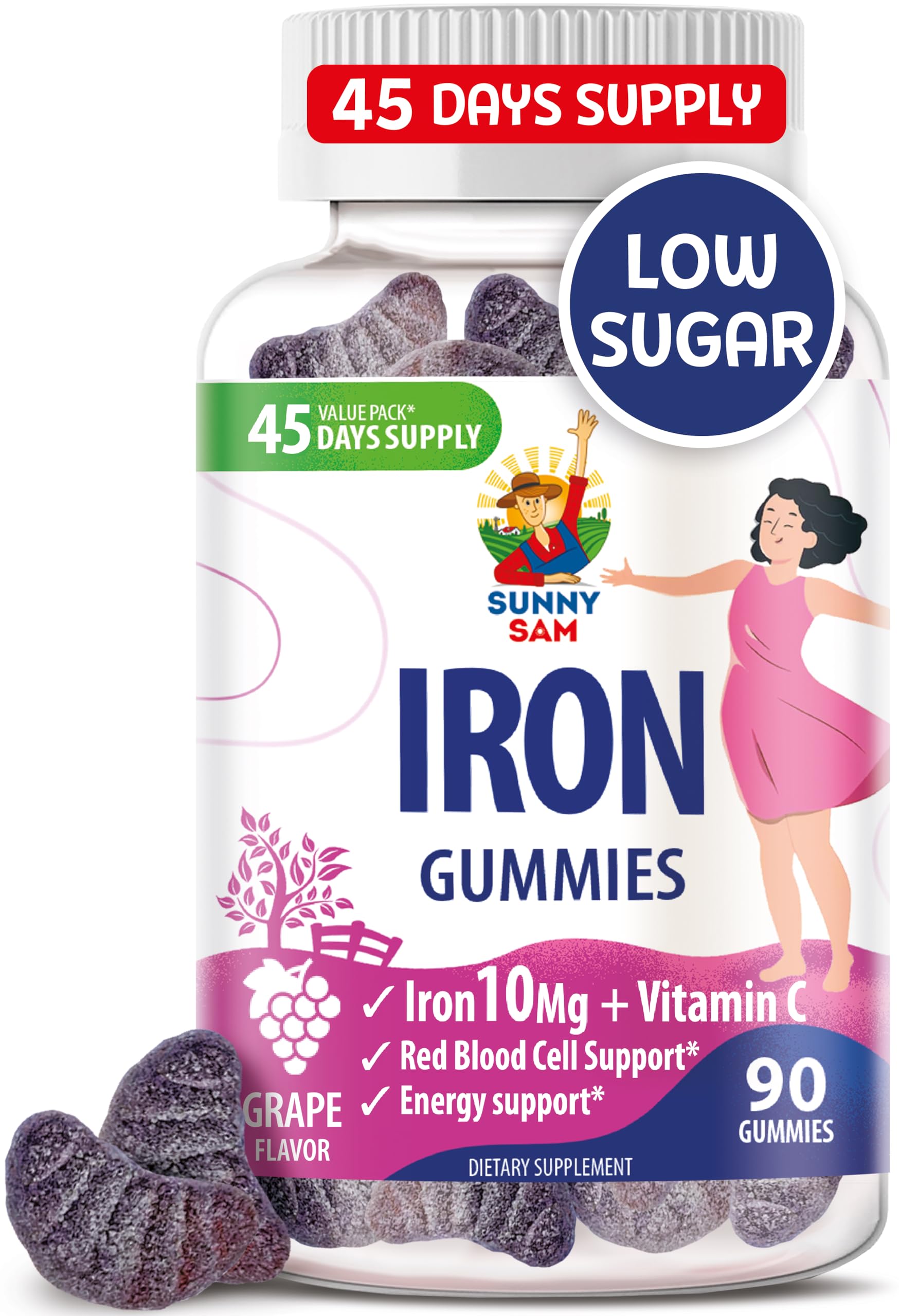 SUNNY SAM Iron Gummies for Kids 10mg grape flavour front view