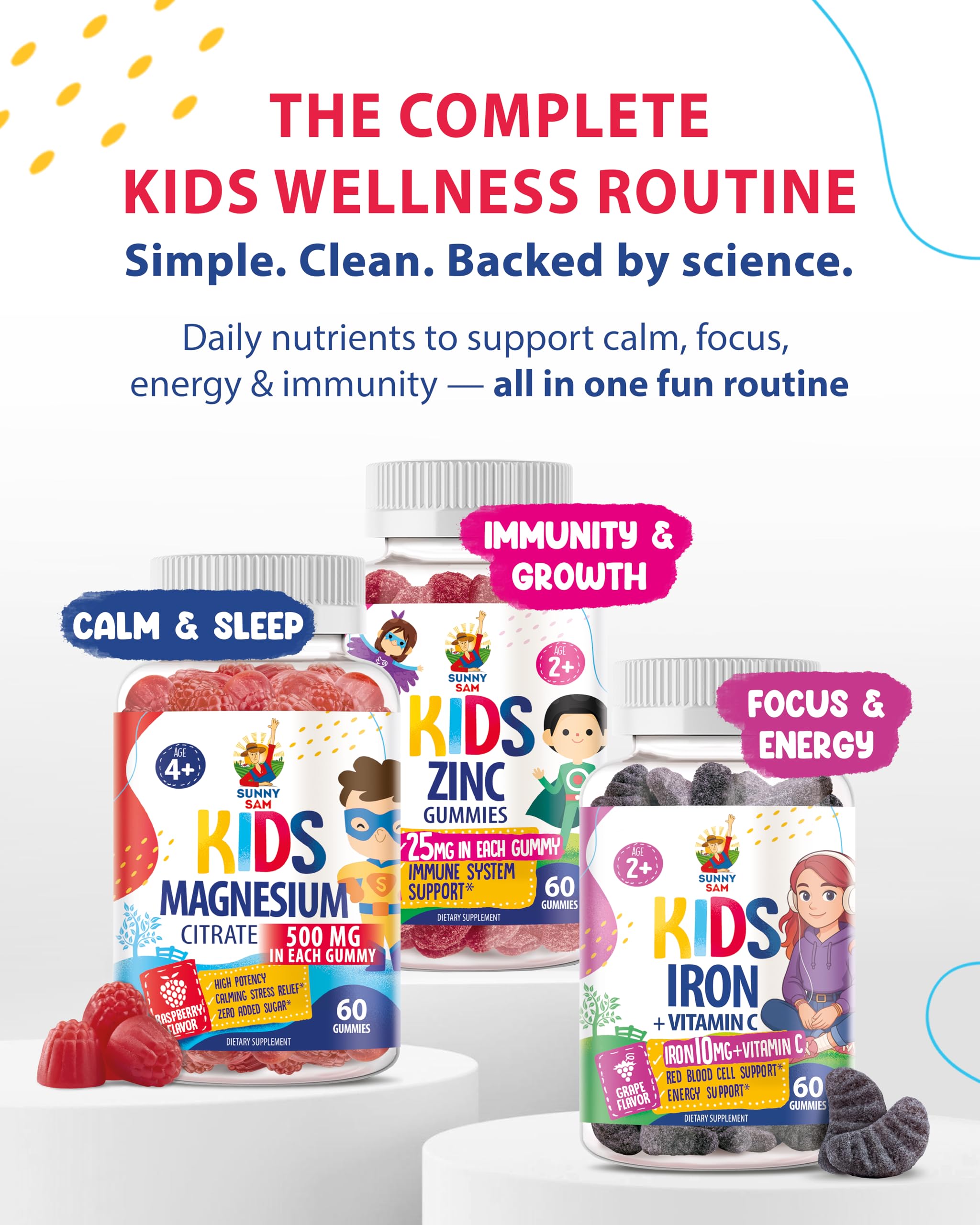 SUNNY SAM Iron Gummies for Kids with a child enjoying them