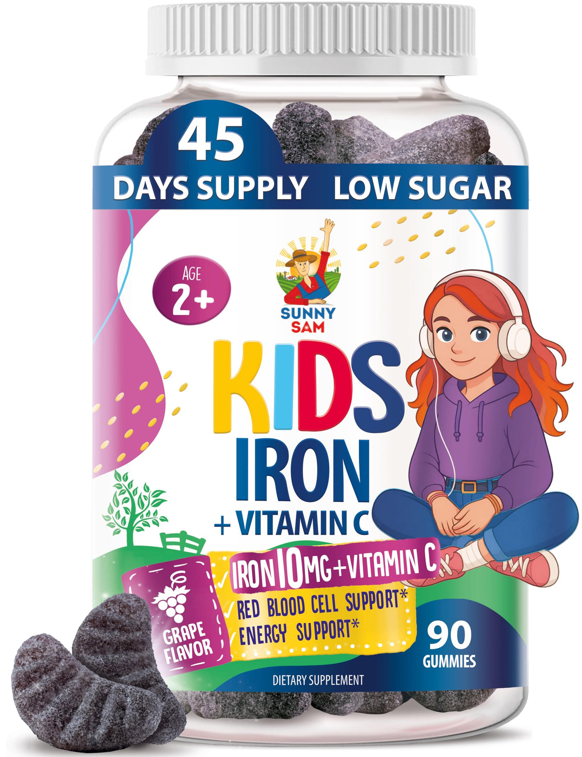 SUNNY SAM Iron Gummies front view with packaging