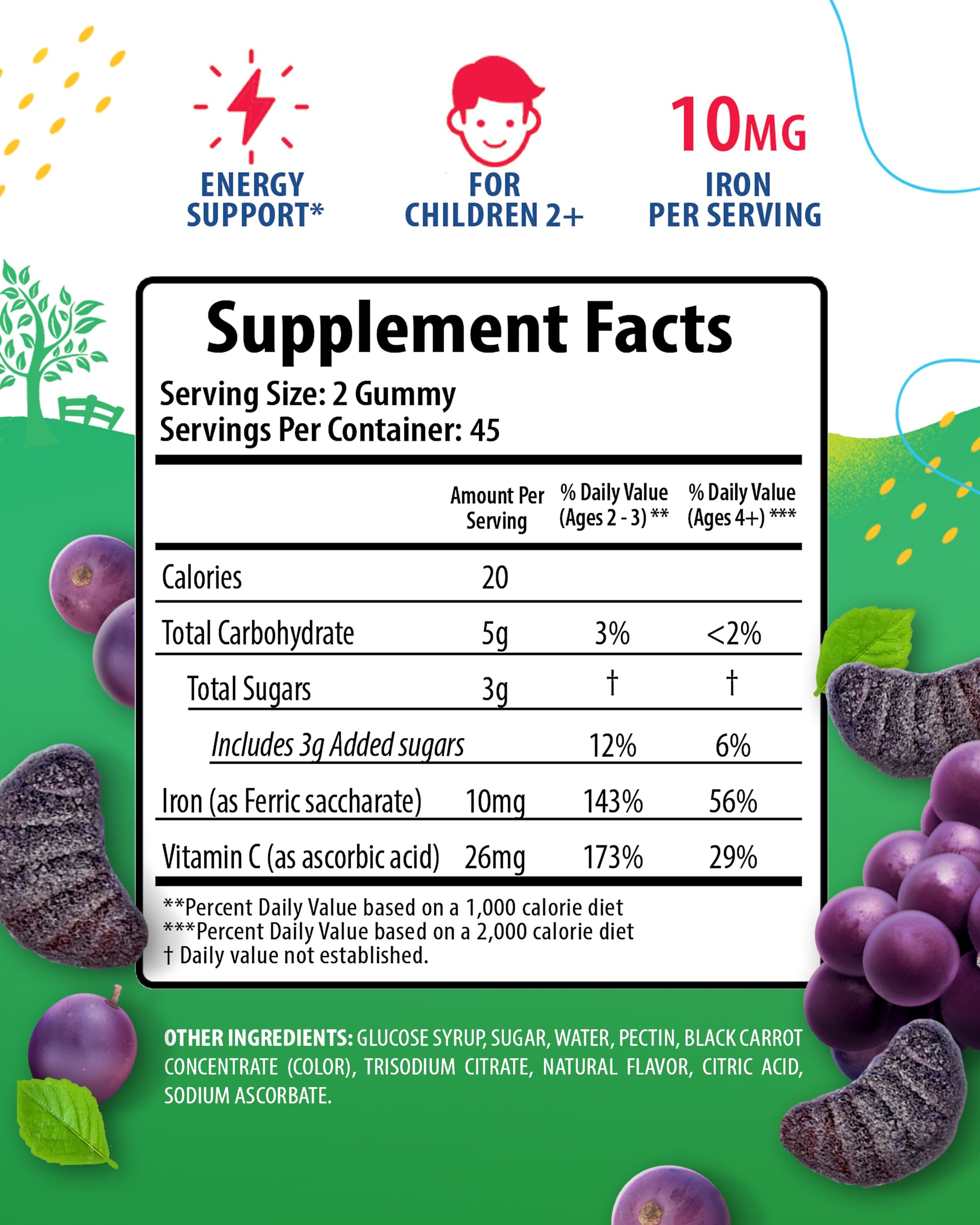 SUNNY SAM Iron Gummies grape flavour close-up