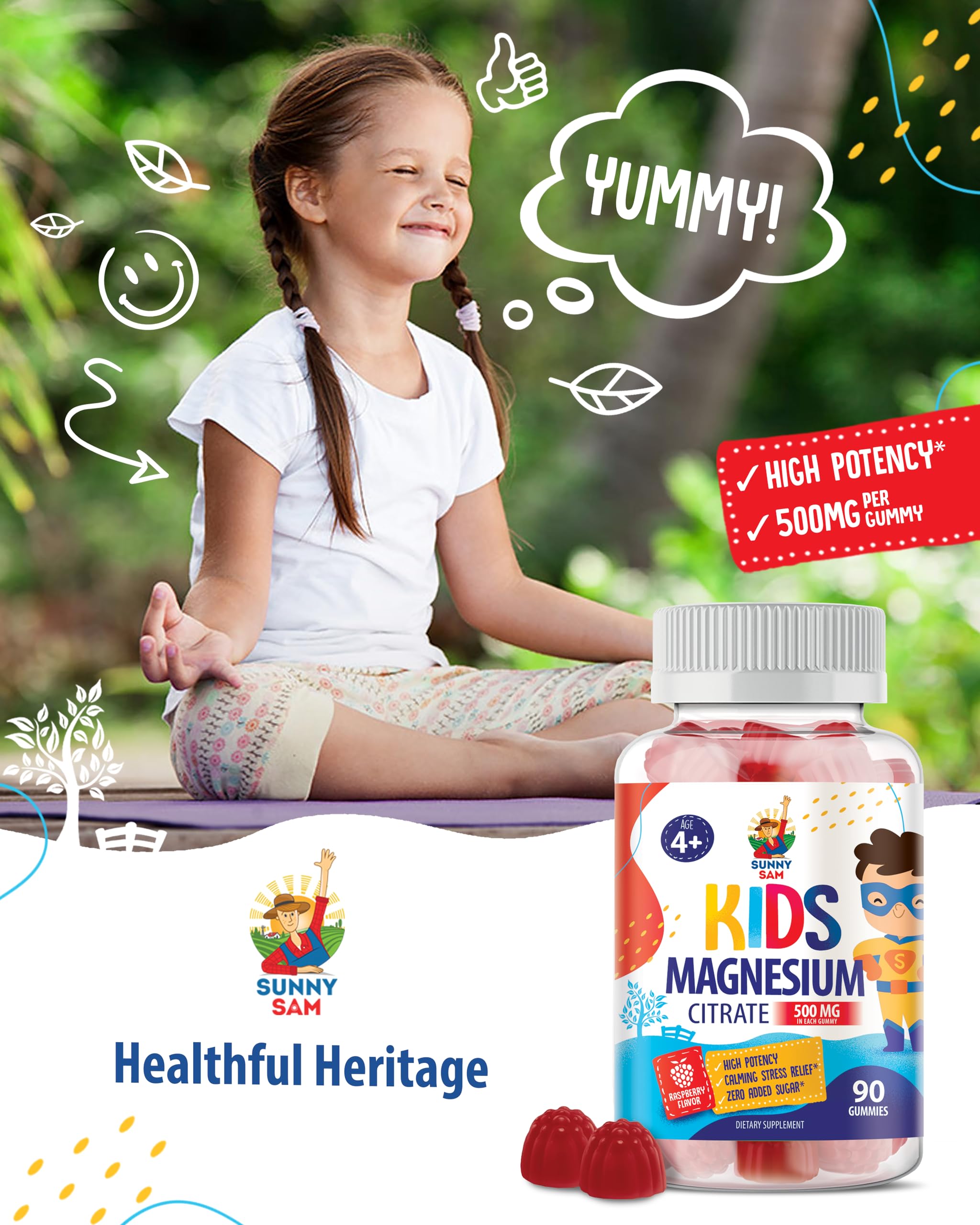 SUNNY SAM Magnesium Citrate Gummies in a bowl