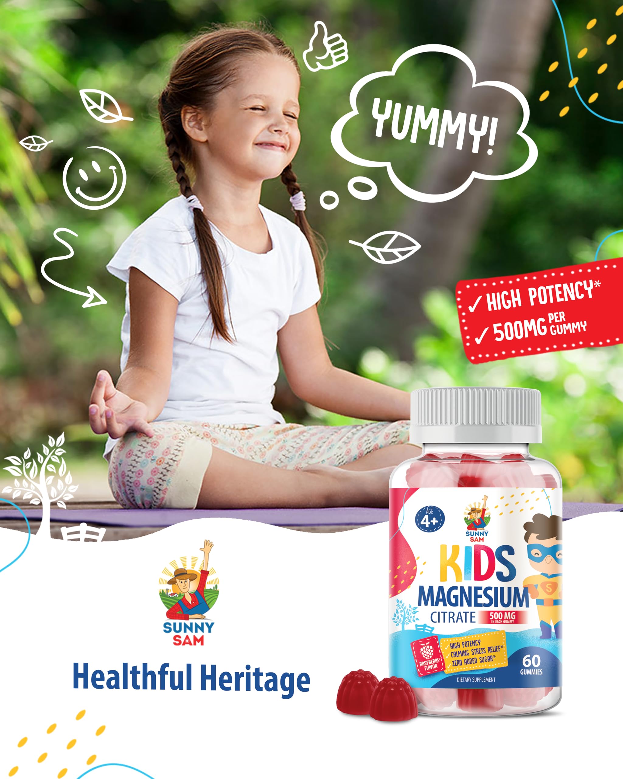 SUNNY SAM Magnesium Citrate Gummies on a kitchen counter