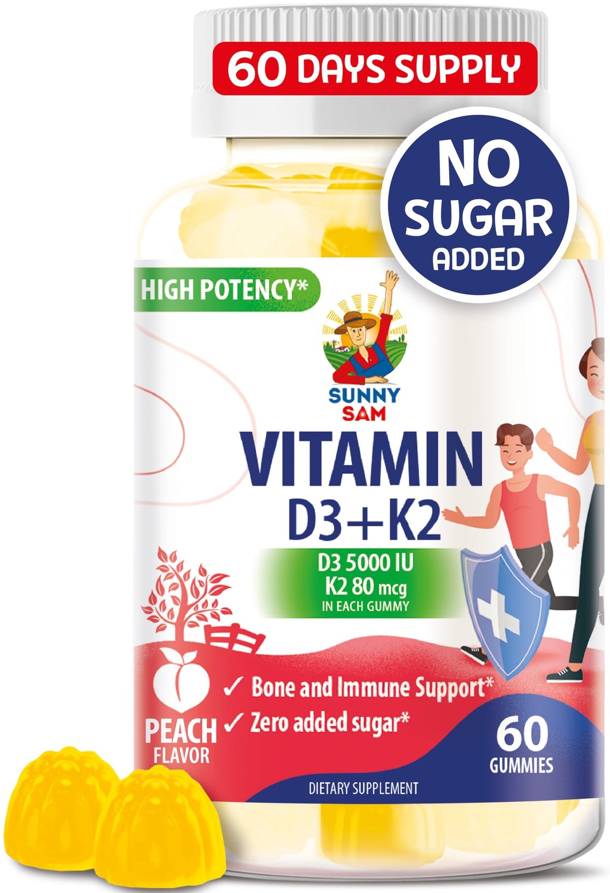 SUNNY SAM Vitamin D3 K2 Gummies bottle front view