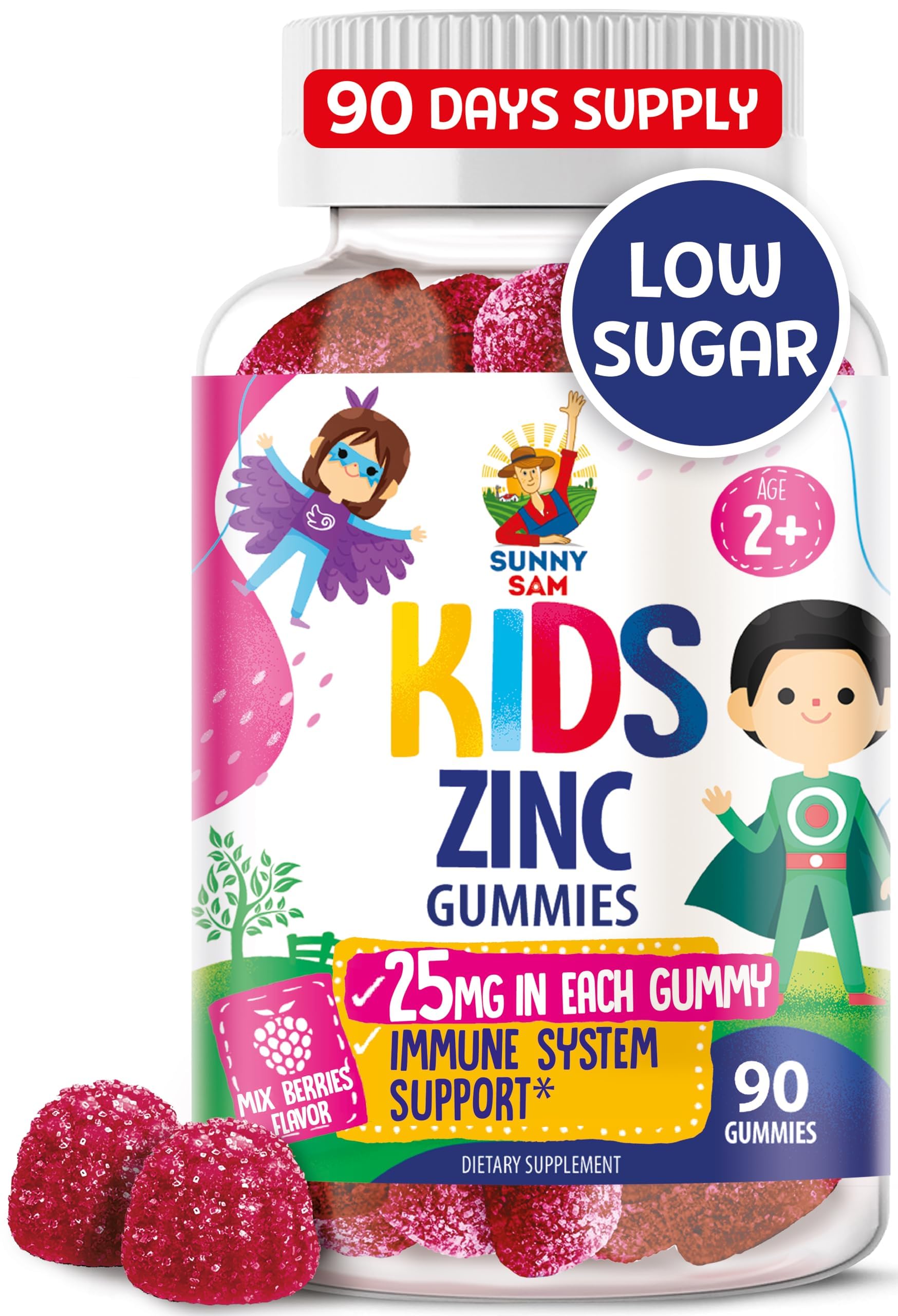 SUNNY SAM Zinc Gummies for Kids 25mg front view
