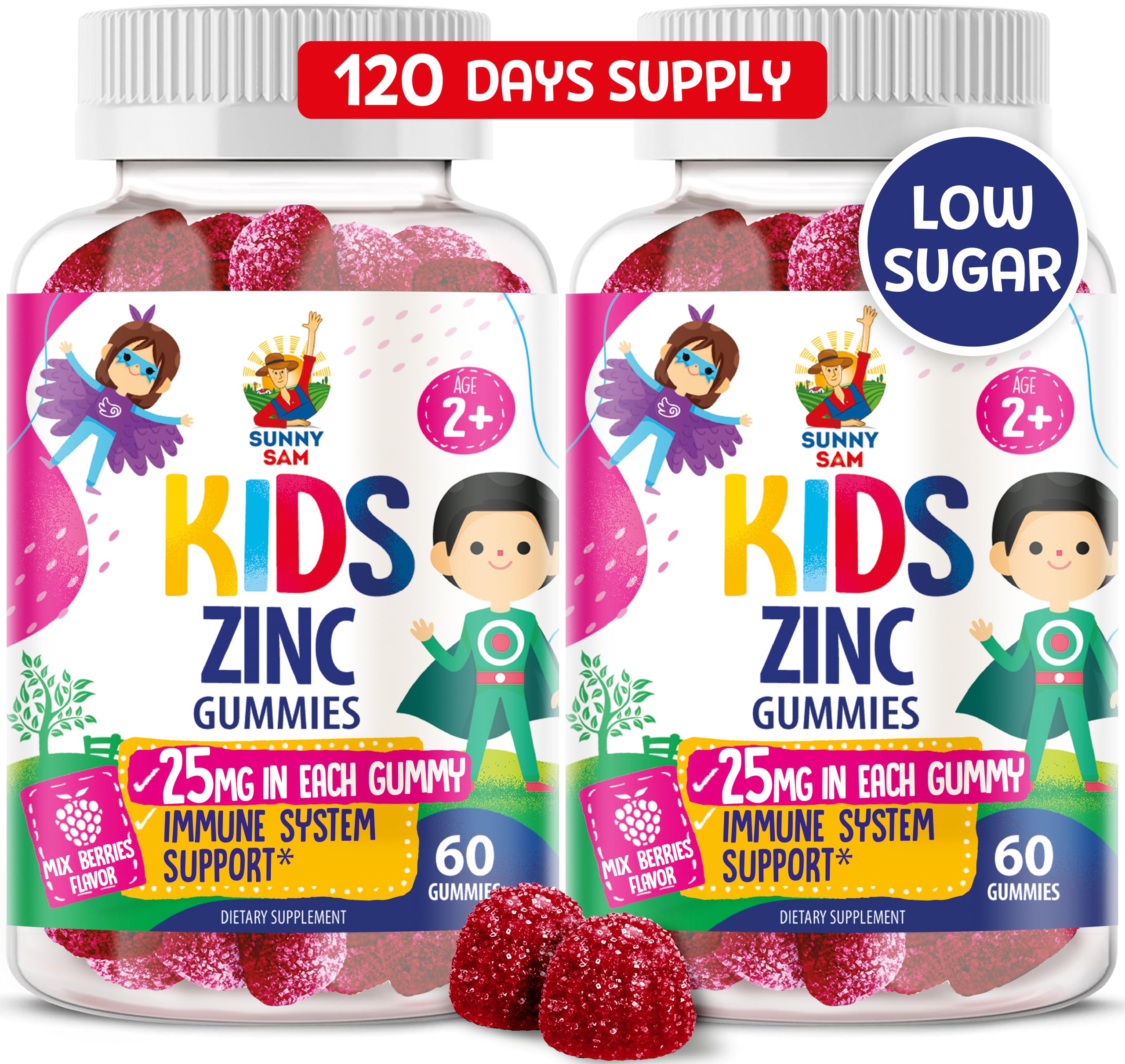 SUNNY SAM Zinc Gummies for Kids bottle front view