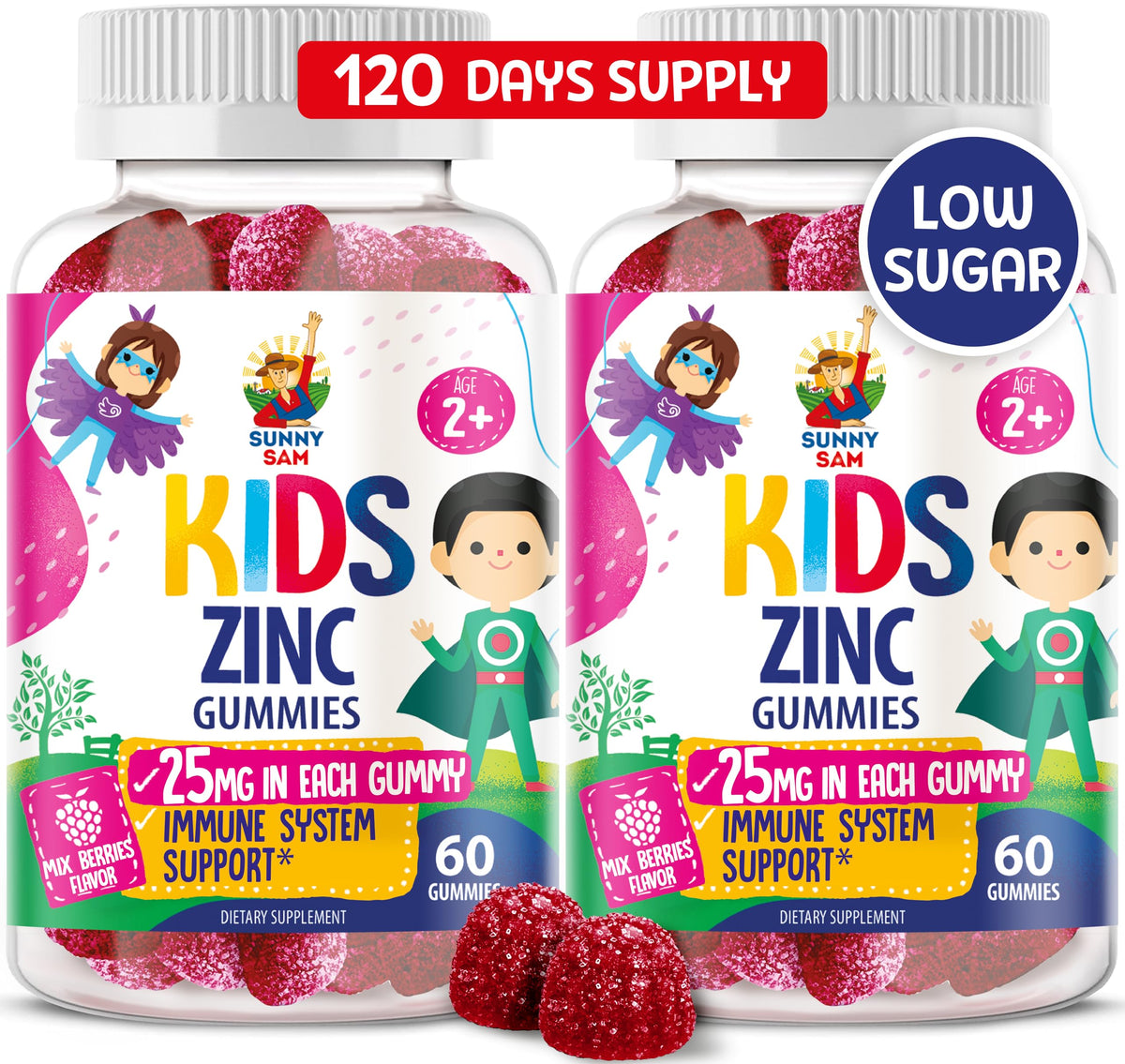 SUNNY SAM Zinc Gummies for Kids bottle front view