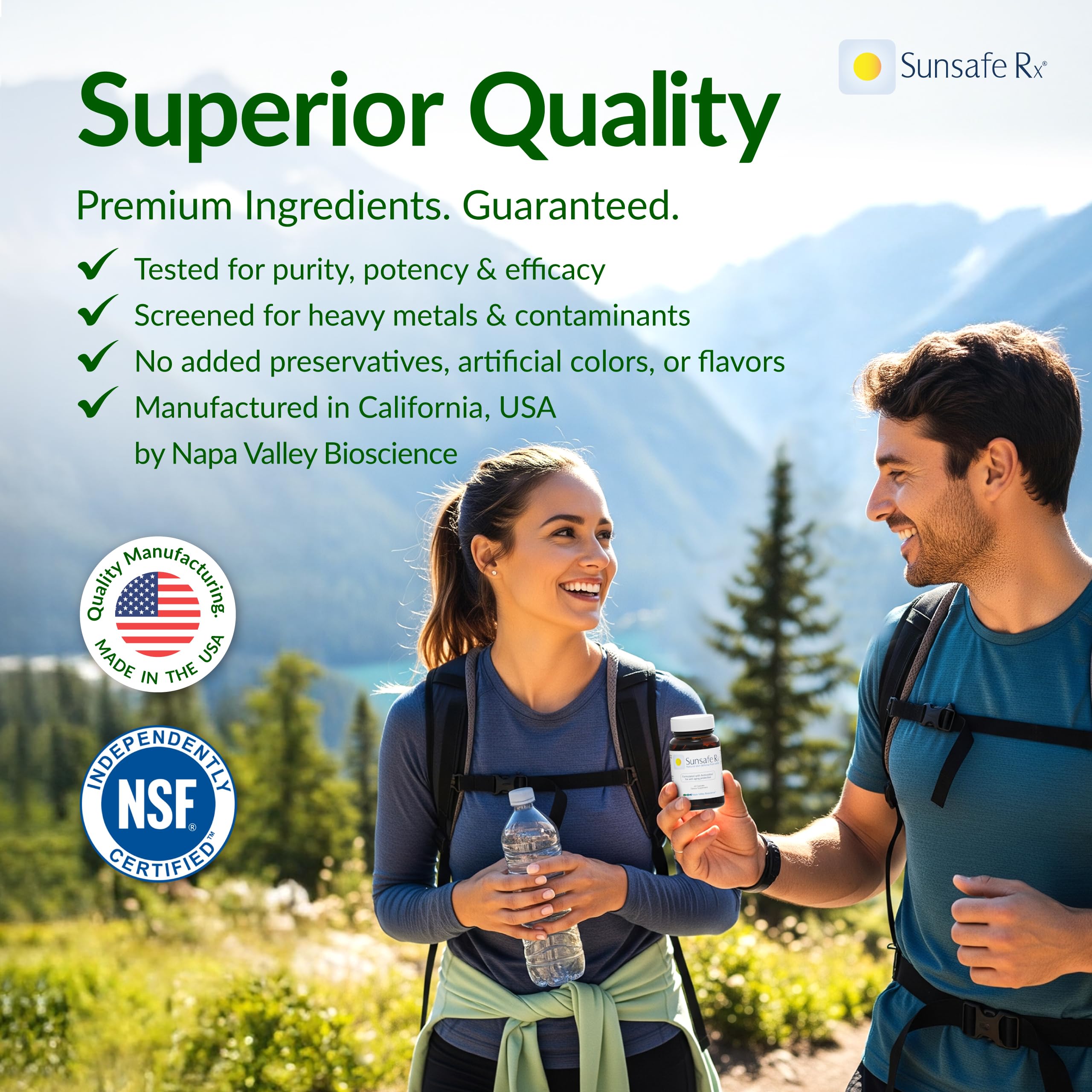 Sunsafe Rx Antioxidant Supplement with natural ingredients background