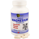 Sunshine Naturals Triple Magnesium Complex 300mg capsules on a wooden table