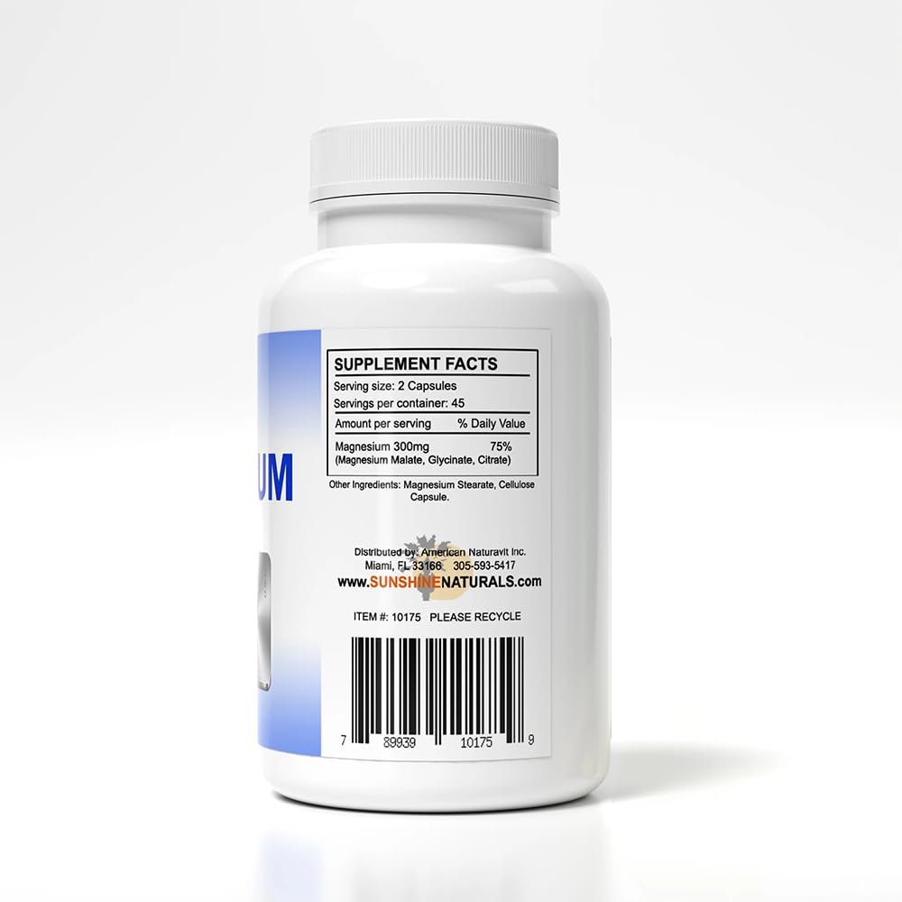 Sunshine Naturals Triple Magnesium Complex 300mg capsules with packaging