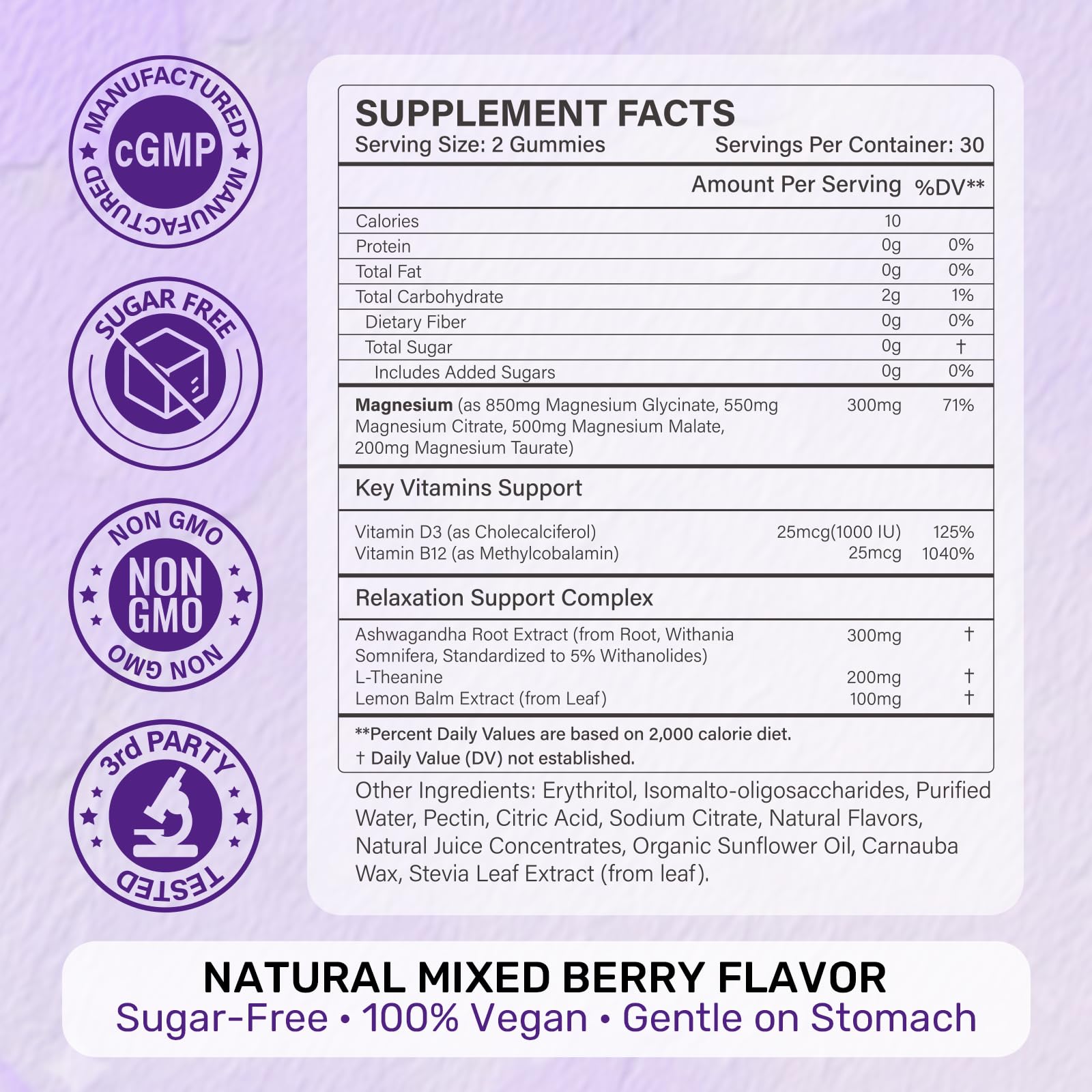 Sunshine & Rain Magnesium Complex Gummies side view