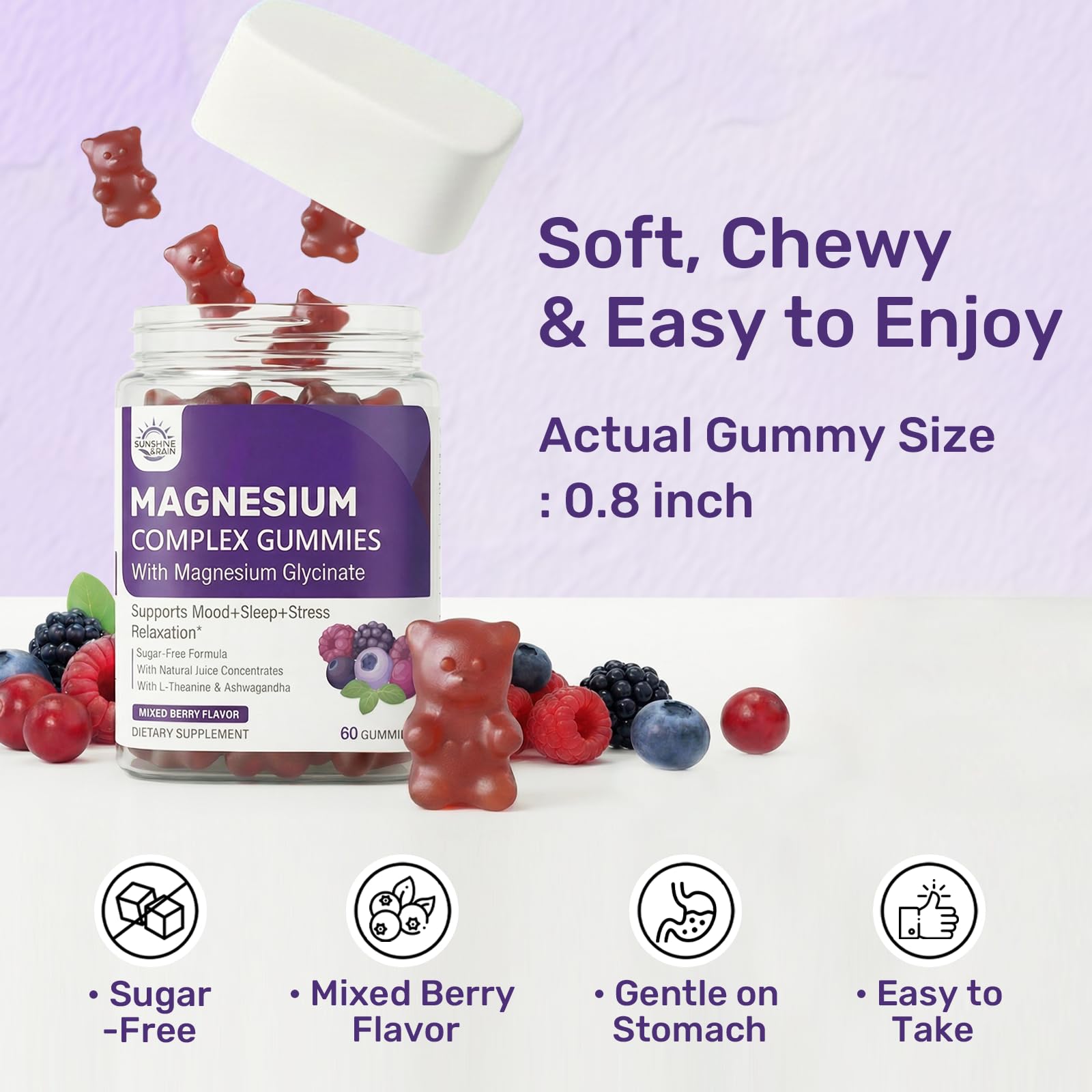 Sunshine & Rain Magnesium Complex Gummies with ingredients
