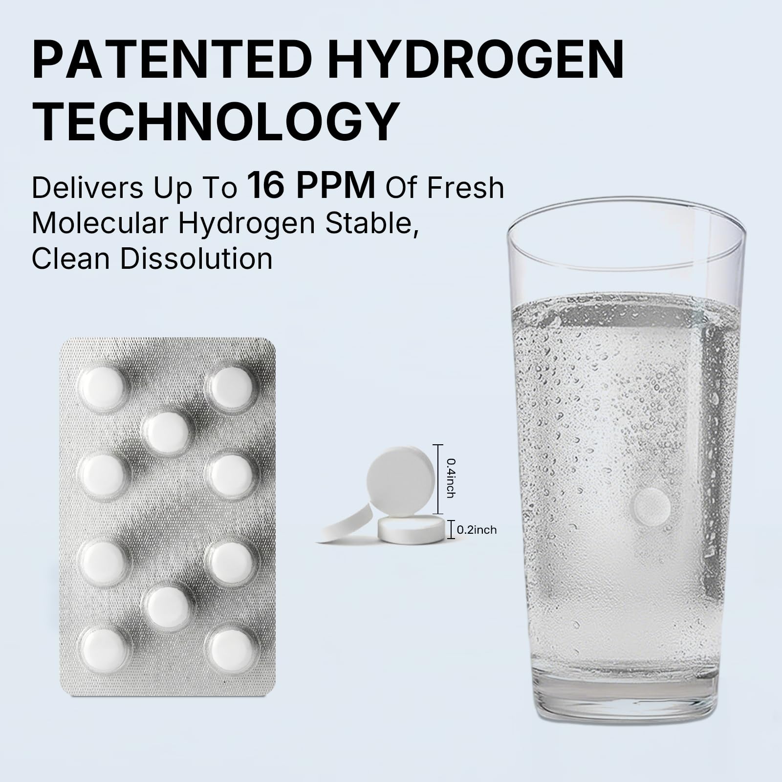 Sunshine & Rain Molecular Hydrogen Tablets in water dissolving