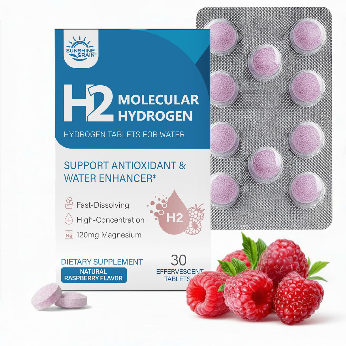 Sunshine & Rain Molecular Hydrogen Tablets packaging front view