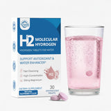 Sunshine & Rain Molecular Hydrogen Tablets with a glass of water
