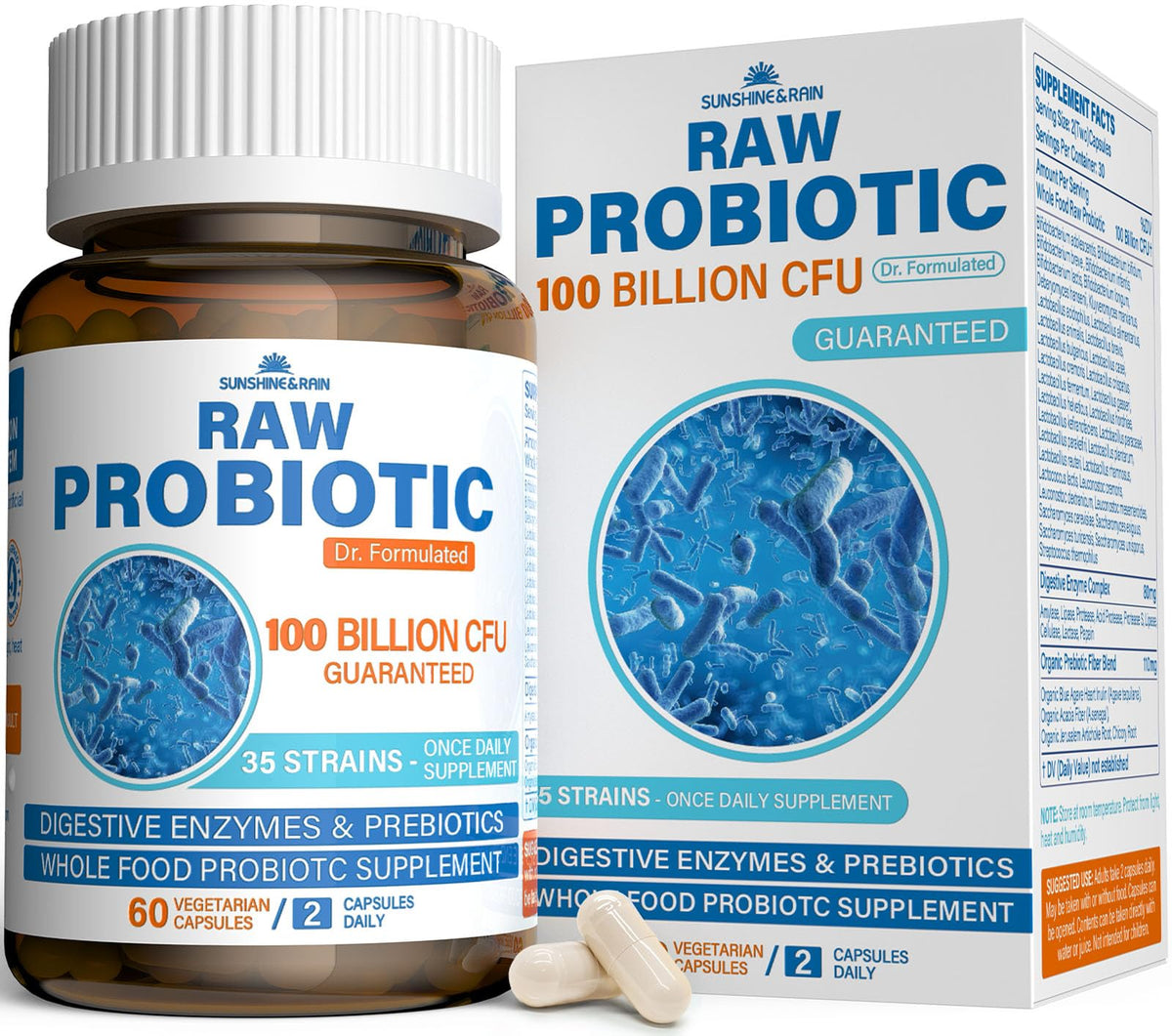 Sunshine & Rain Probiotics 100 Billion CFU bottle front view