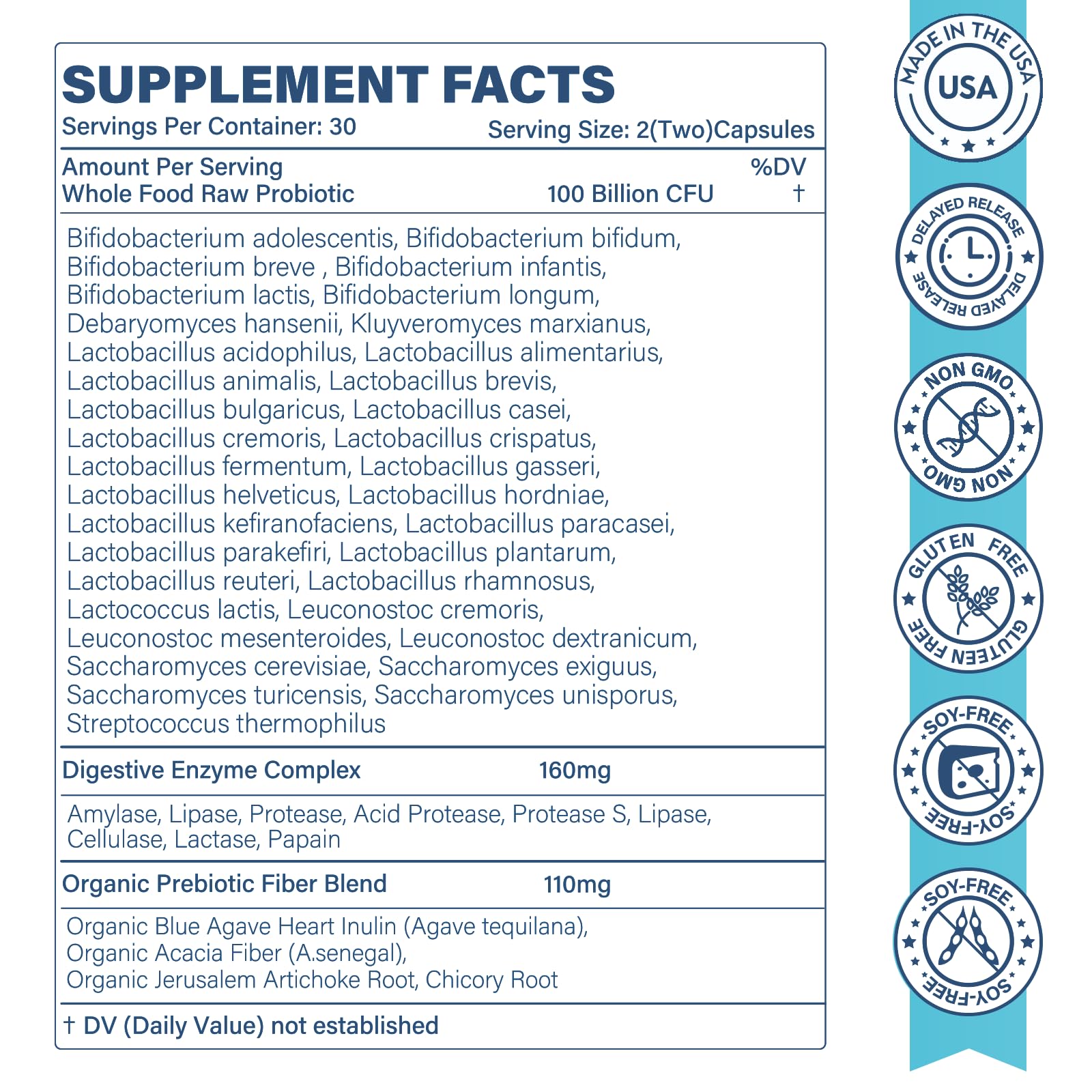 Sunshine & Rain Probiotics 100 Billion CFU capsules side view