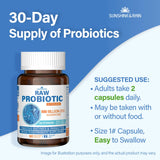 Sunshine & Rain Probiotics bottle with measuring spoon