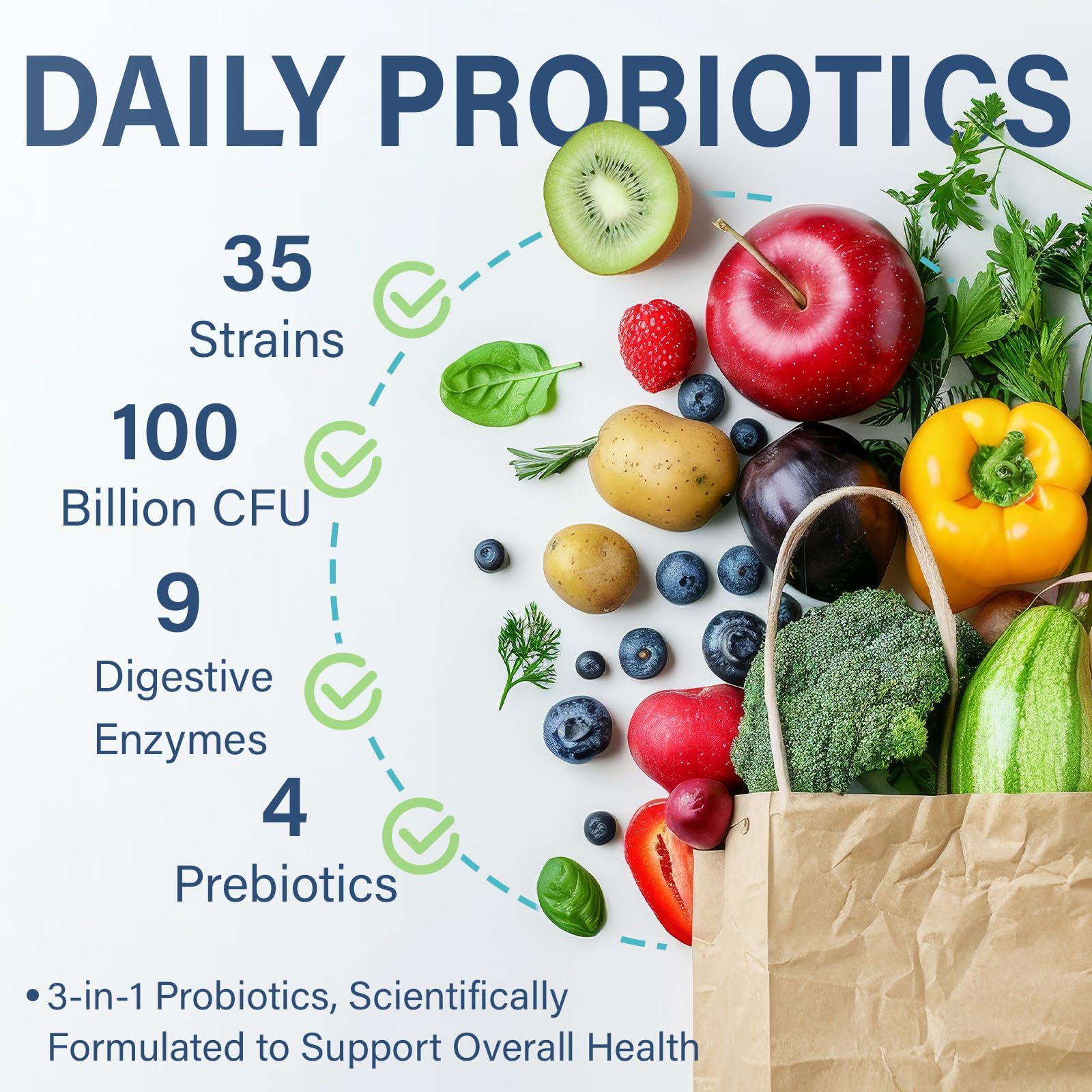 Sunshine & Rain Probiotics capsules on a wooden table