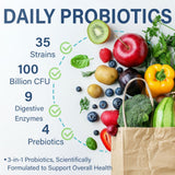 Sunshine & Rain Probiotics capsules on a wooden table
