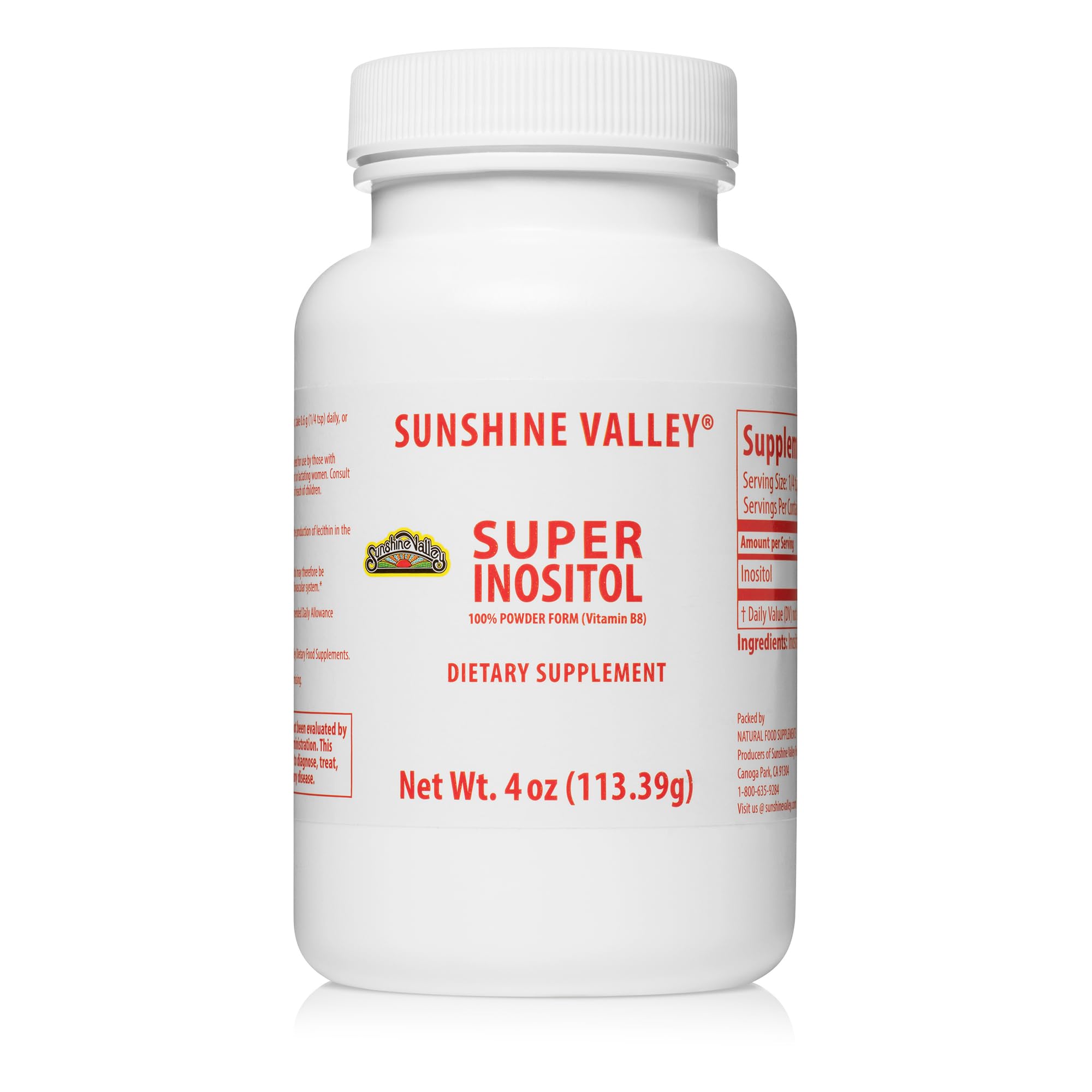 Sunshine Valley Super Inositol Powder 4 oz front view
