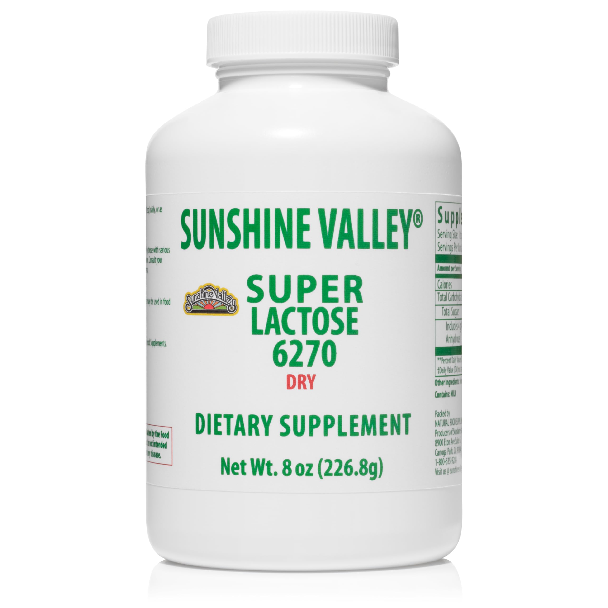 Sunshine Valley Super Lactose Dry Powder 275g front view