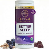 Sunsoil Sleep Gummies packaging front view with blueberry flavour
