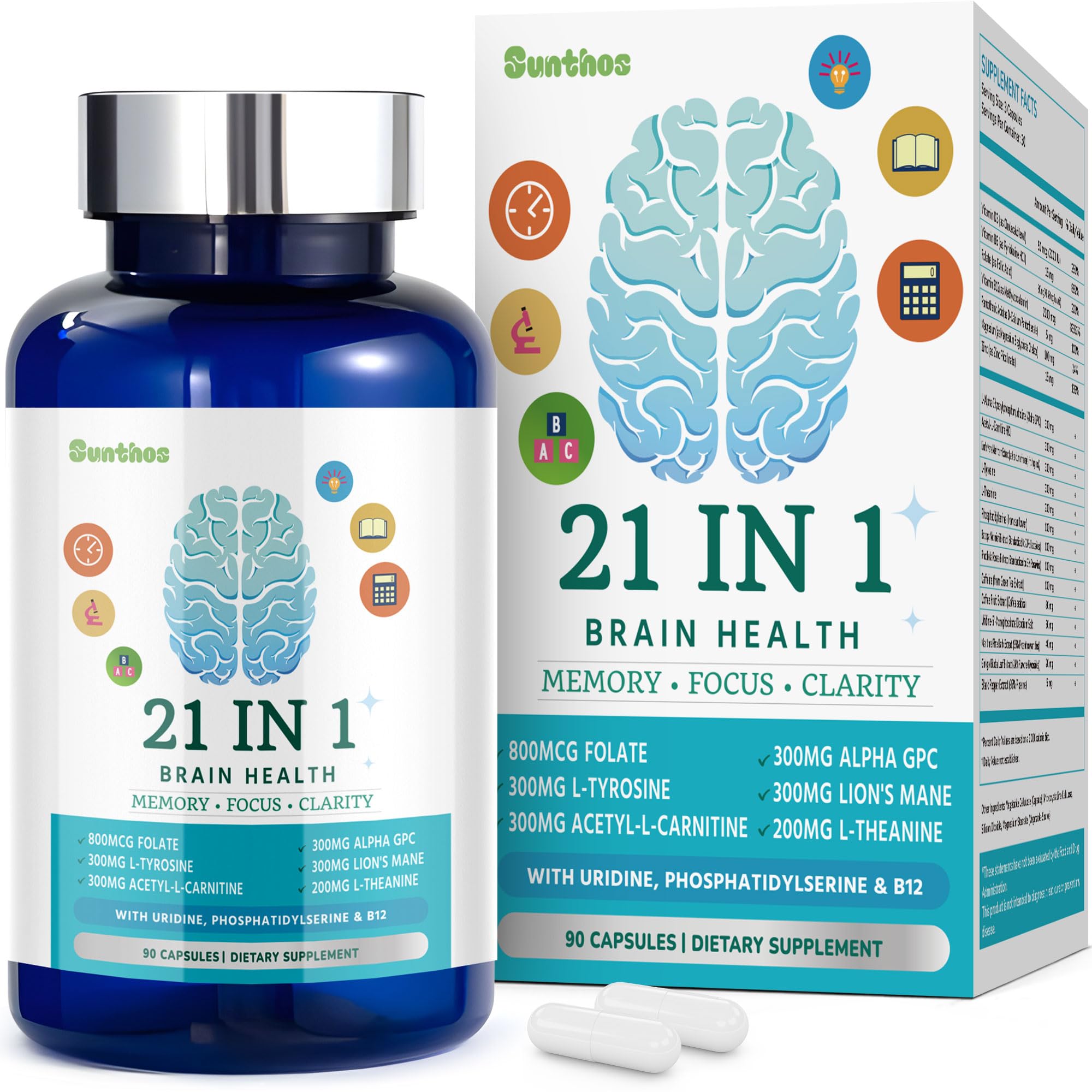 Sunthos Brain Support Supplement front view packaging