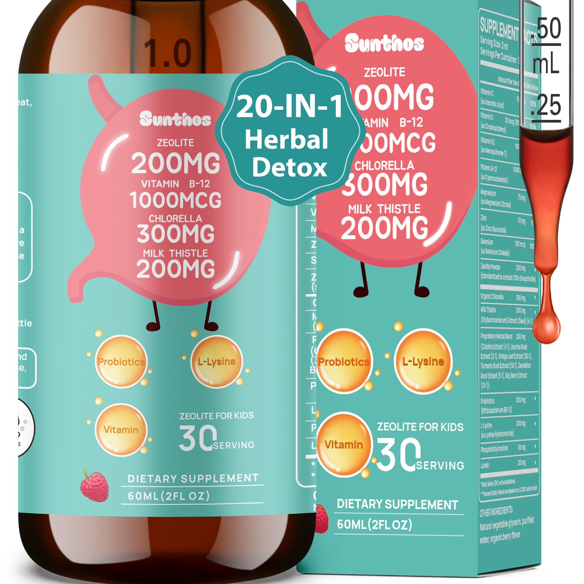 Sunthos Gentle Daily Liquid Drops front view with packaging