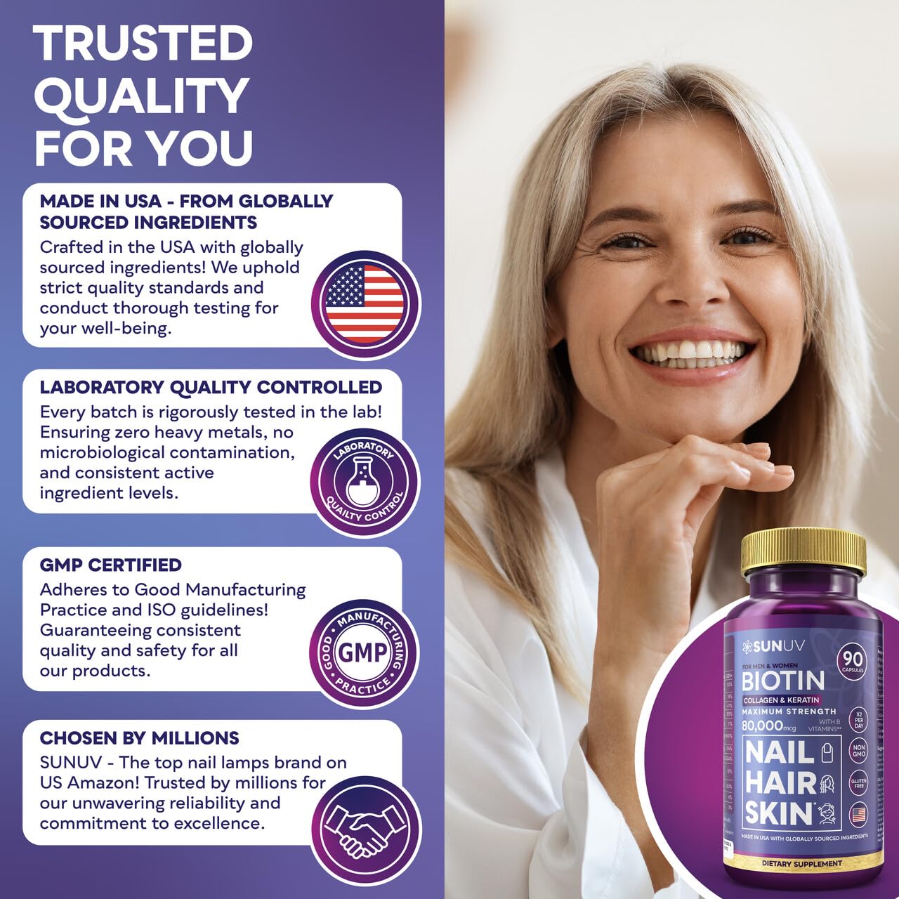 SUNUV Biotin capsules on a wooden table