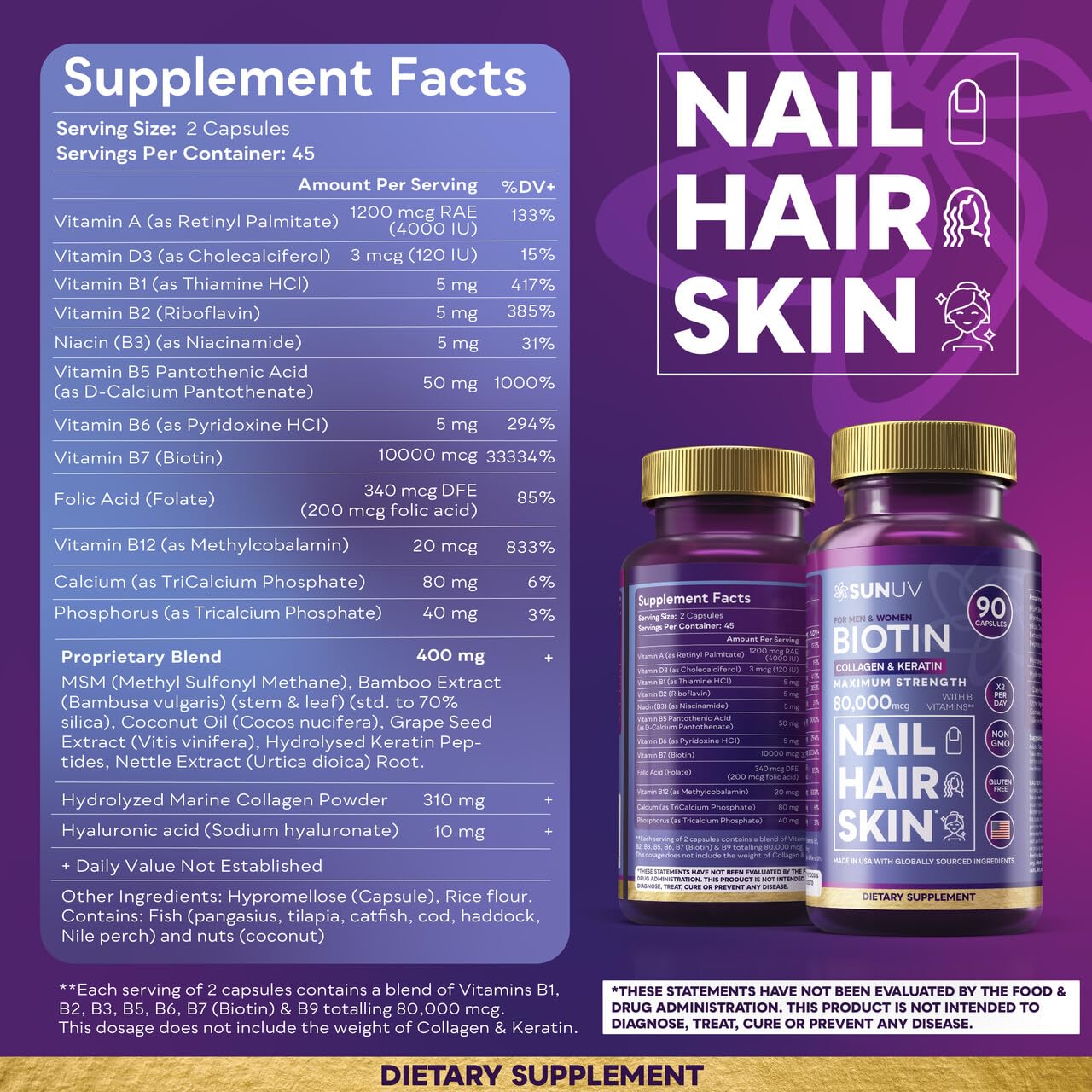 SUNUV Biotin Collagen Keratin Complex with measuring spoon