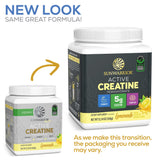 Sunwarrior Active Creatine 350g next to a water bottle