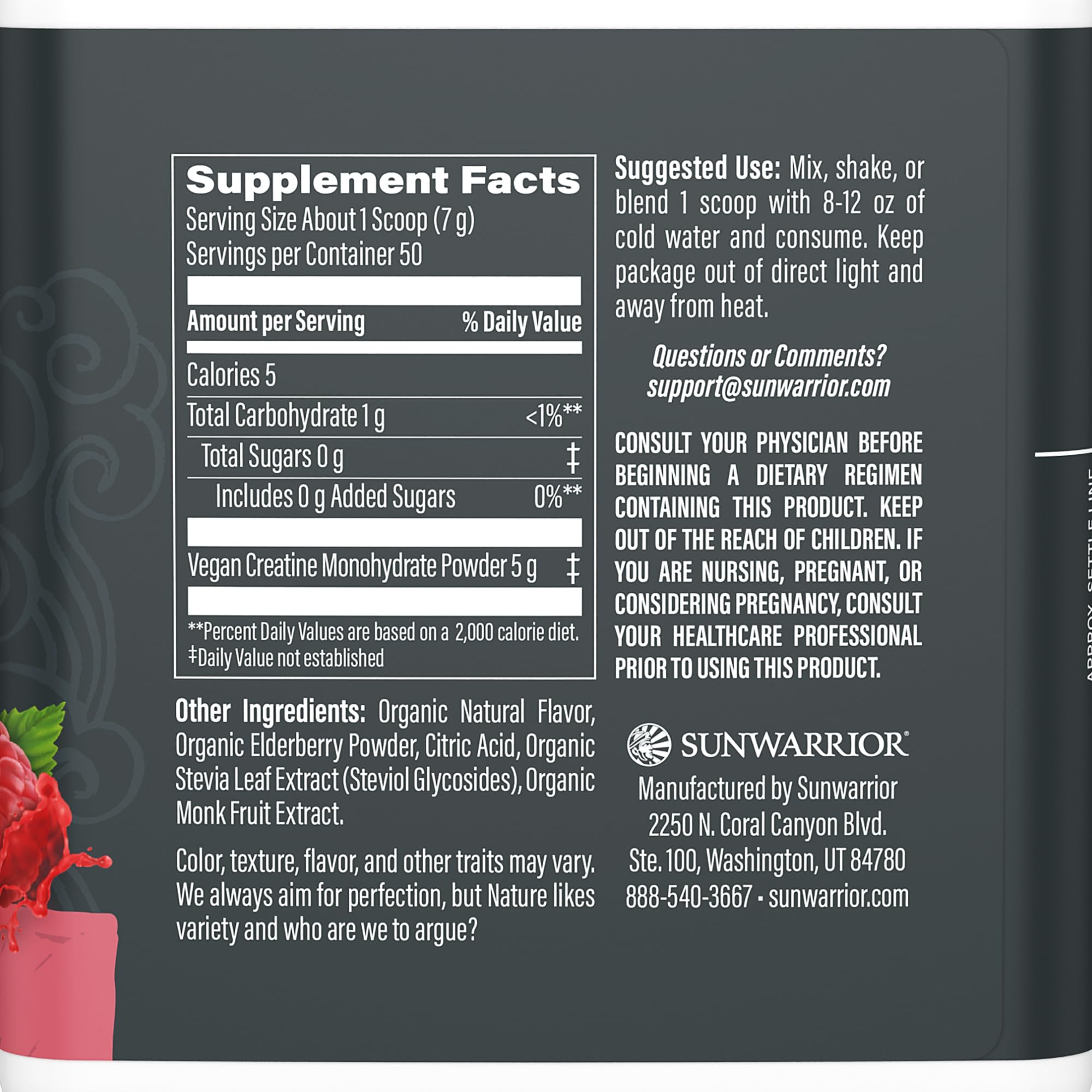 Sunwarrior Active Creatine 350g scoop showing powder