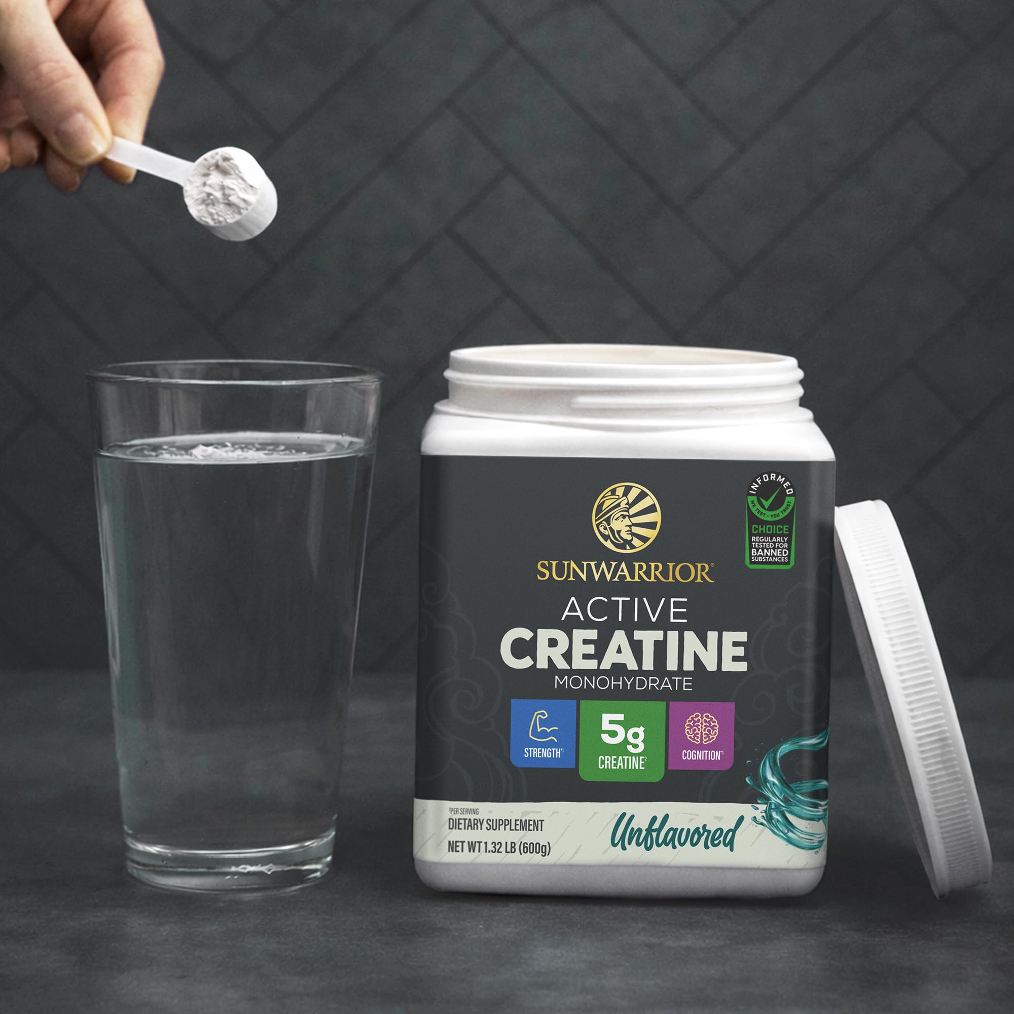 Sunwarrior Active Creatine 600g with shaker bottle